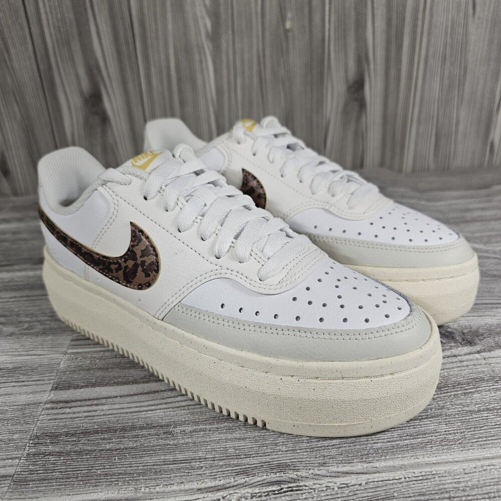 Nike Court Vision Alta Platform Shoes White Leopard DO2791 100 - Women's Sz 8.5